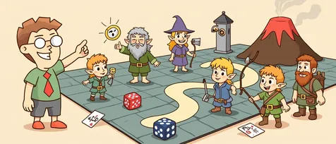 Lord of the Rings board games banner: a hobbit with a golden ring, a wizard, an elf and a dwarf.